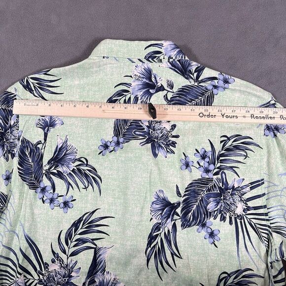Tommy Bahama Camp Shirt Shirt Men Large Green‎ Blue Goa Gardens Tropical Silk - Picture 7 of 9